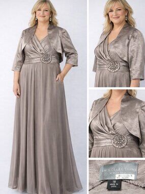 KM Collections Mother of the Bride Gown Size 18 Champagne Taupe 2PC Formal Dress